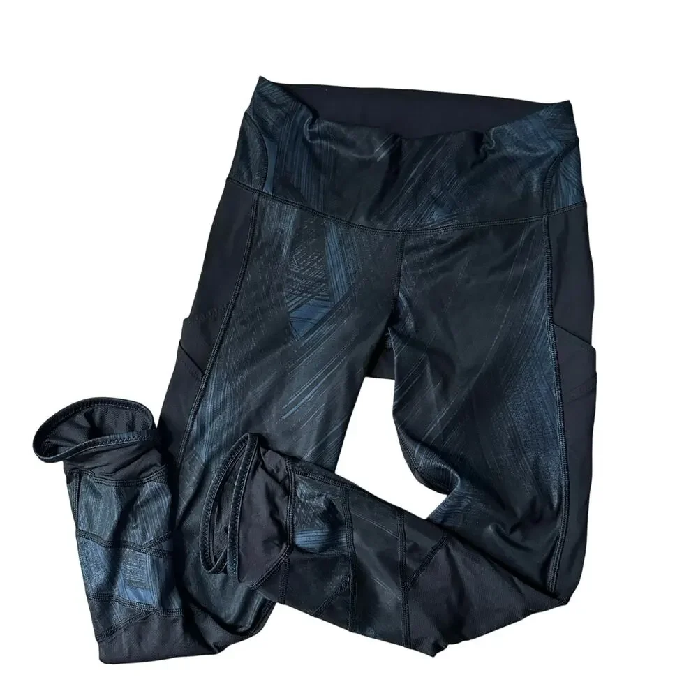 Lululemon size 6 side pocket workout running leggings abstract pattern womens